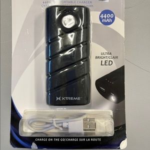 XTREME 4400mAh POWER BANK - Portable Charger with Flashlight - Black